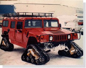 red hummer with tracks